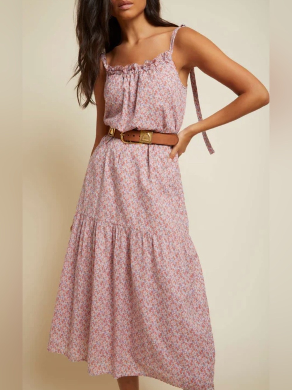 Nation LTD sequoia Pink Floral Tiered Midi Dress - Picture 4 of 10